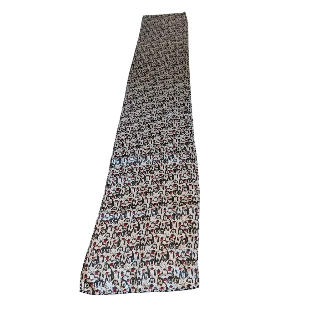 Disney Table Runner Scarf Womens Black White Goofy Character Print 57x9